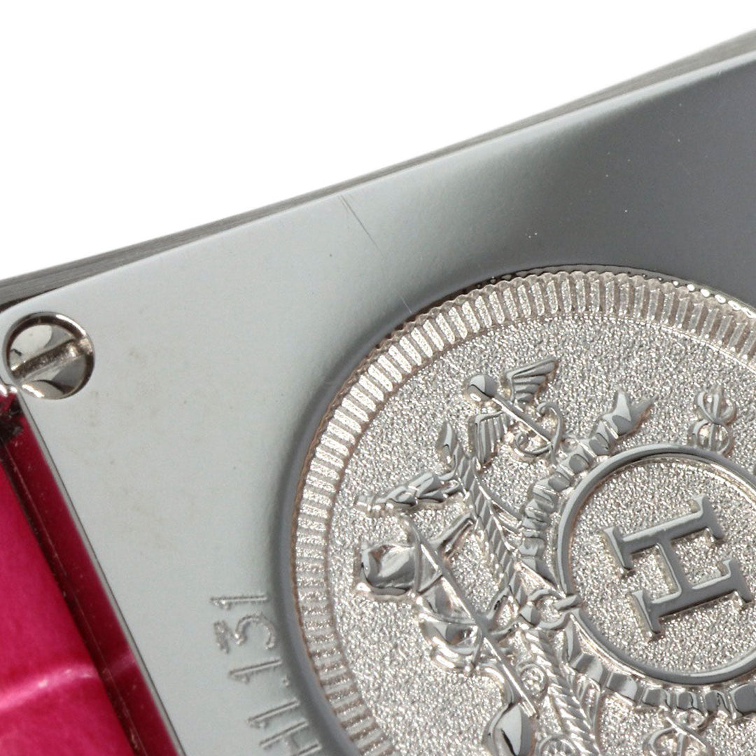 HERMES Watches Quartz HH1.131 Stainless Steel, Leather Silver H Watch Mini Diamond White shell dial Women Used Authentic
