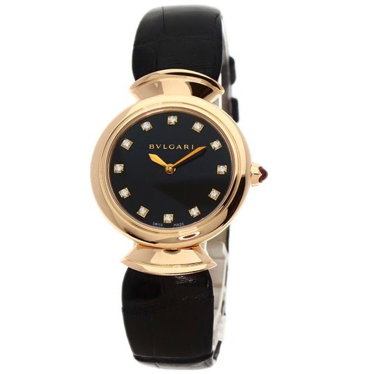 BVLGARI Watches Quartz DVP30G K18PG, leather gold Diva Dream black dial Women Used Authentic