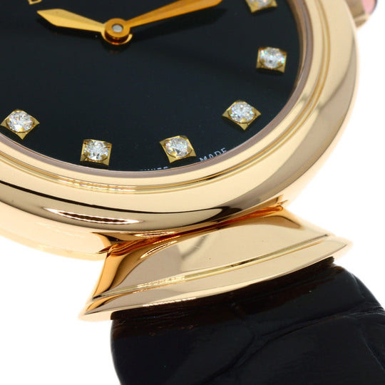 BVLGARI Watches Quartz DVP30G K18PG, leather gold Diva Dream black dial Women Used Authentic