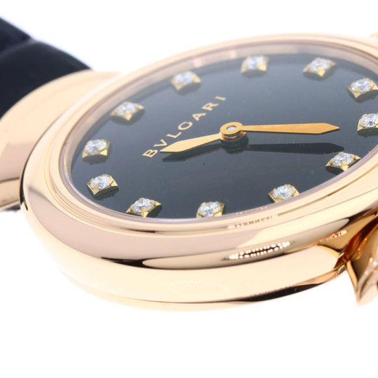 BVLGARI Watches Quartz DVP30G K18PG, leather gold Diva Dream black dial Women Used Authentic