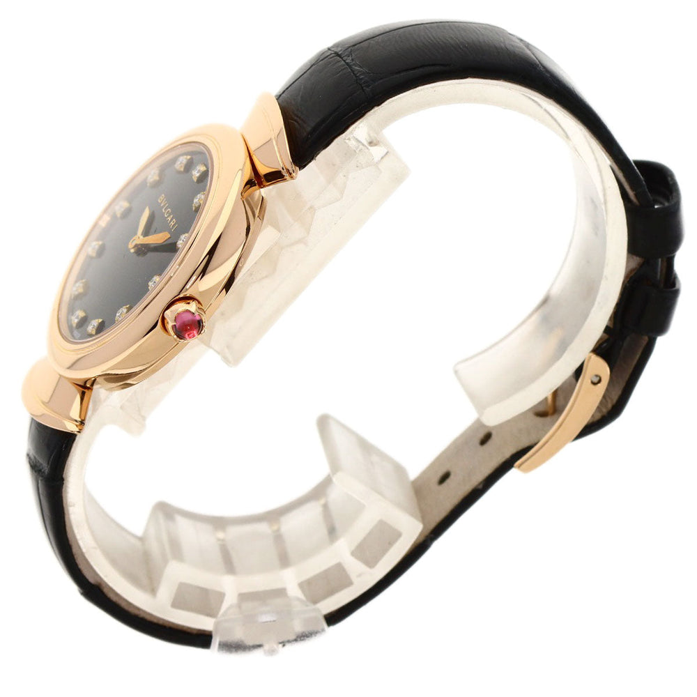 BVLGARI Watches Quartz DVP30G K18PG, leather gold Diva Dream black dial Women Used Authentic