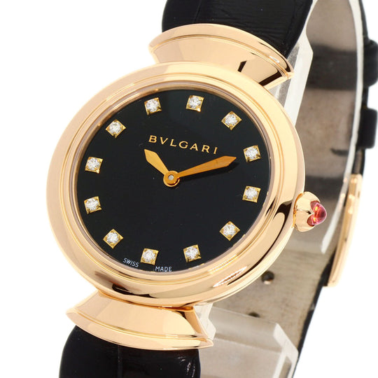 BVLGARI Watches Quartz DVP30G K18PG, leather gold Diva Dream black dial Women Used Authentic