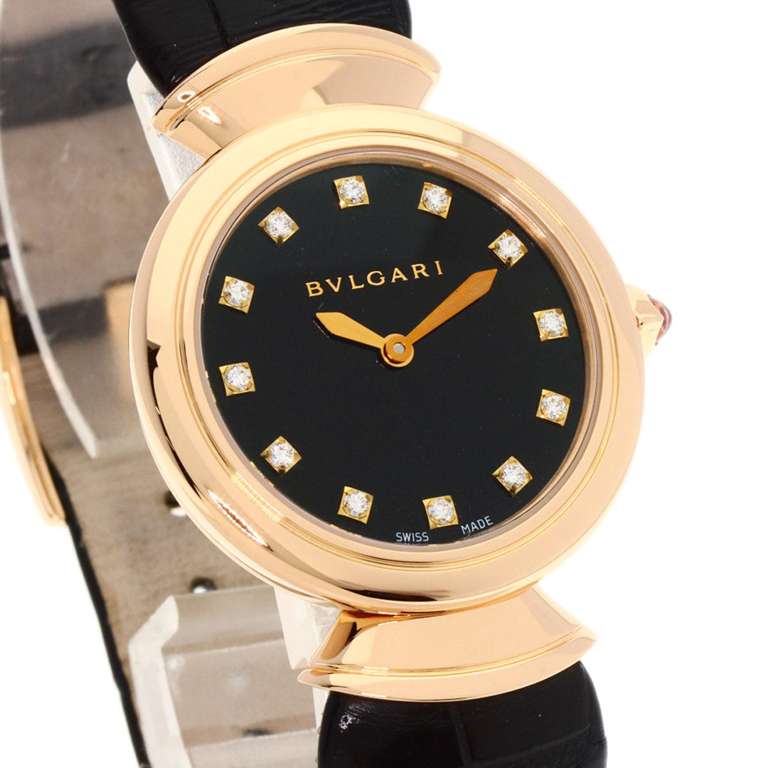 BVLGARI Watches Quartz DVP30G K18PG, leather gold Diva Dream black dial Women Used Authentic