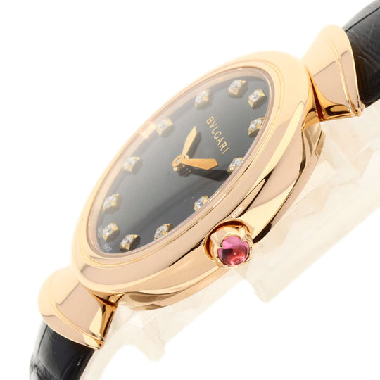 BVLGARI Watches Quartz DVP30G K18PG, leather gold Diva Dream black dial Women Used Authentic