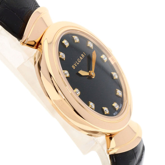 BVLGARI Watches Quartz DVP30G K18PG, leather gold Diva Dream black dial Women Used Authentic