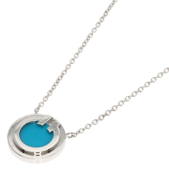 TIFFANY&Co. Necklace K18WG Silver T TWO Turquoise Circle 2022 Christmas Limited Edition