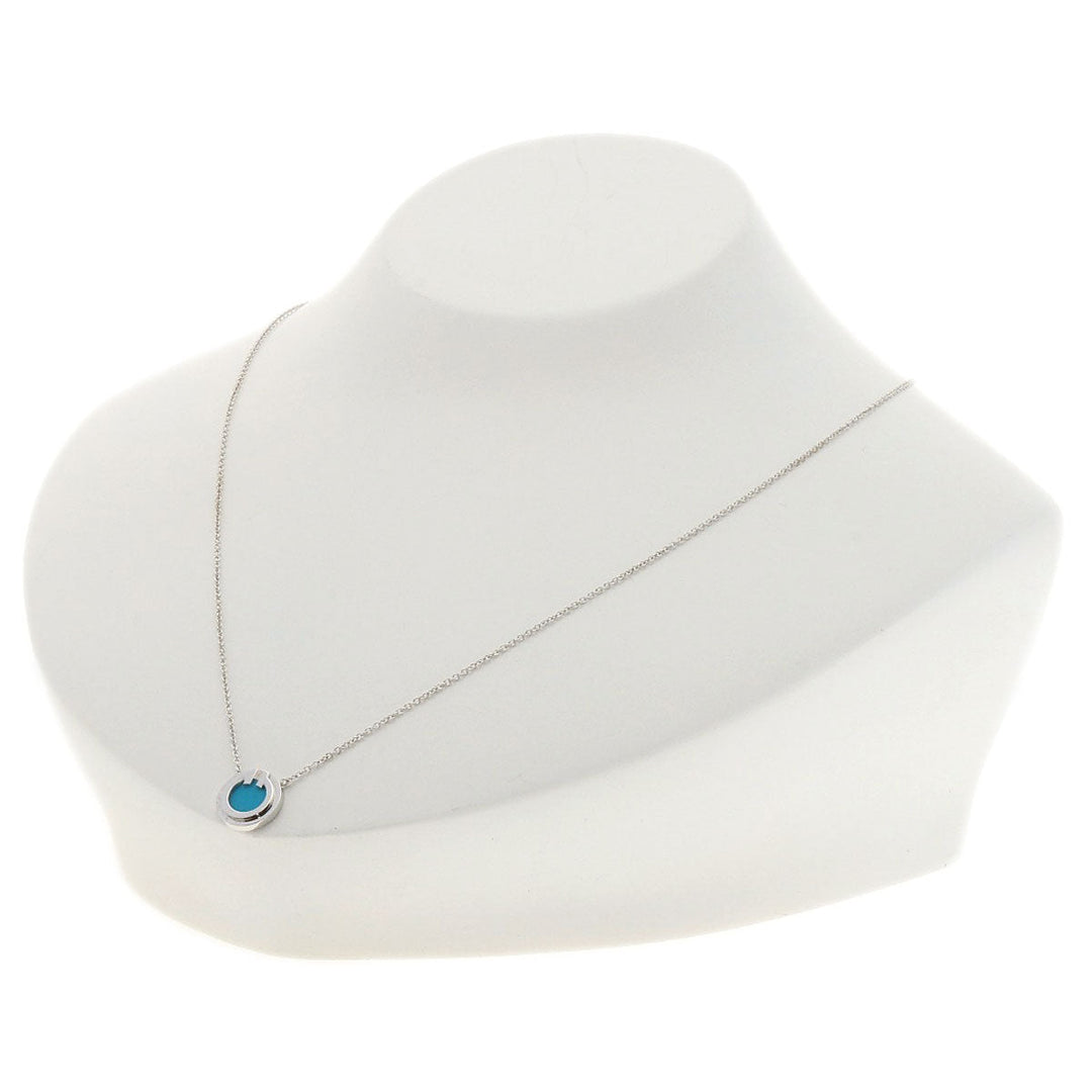 TIFFANY&Co. Necklace K18WG Silver T TWO Turquoise Circle 2022 Christmas Limited Edition