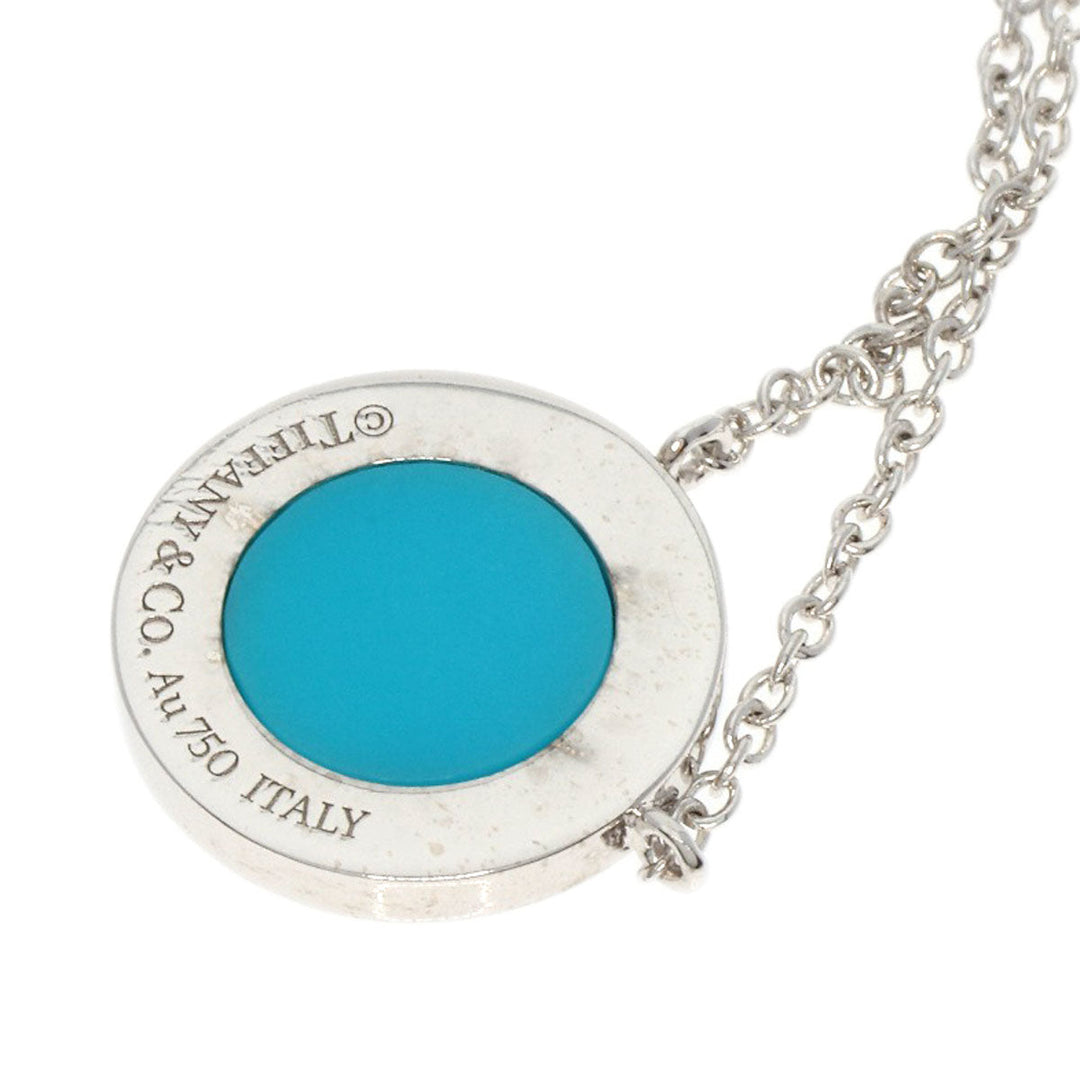 TIFFANY&Co. Necklace K18WG Silver T TWO Turquoise Circle 2022 Christmas Limited Edition