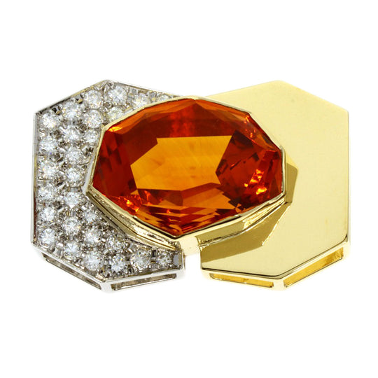 TASAKI Brooch K18YG , PT900 gold Citrine diamond Women Used Authentic