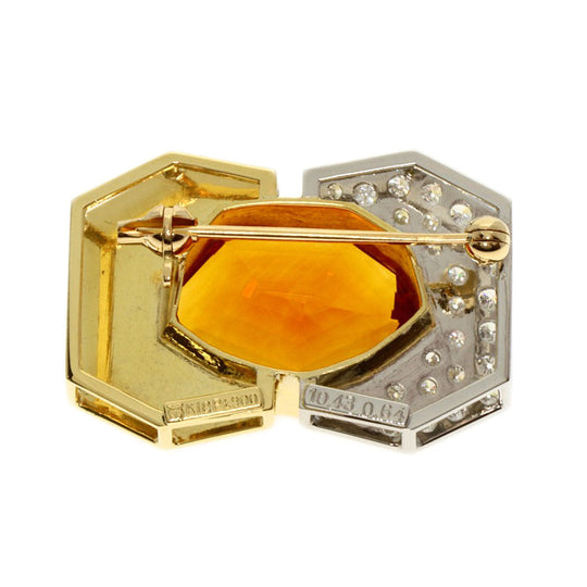 TASAKI Brooch K18YG , PT900 gold Citrine diamond Women Used Authentic