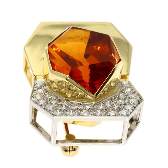 TASAKI Brooch K18YG , PT900 gold Citrine diamond Women Used Authentic
