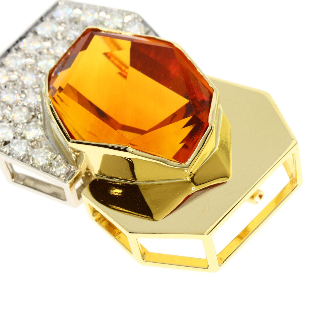 TASAKI Brooch K18YG , PT900 gold Citrine diamond Women Used Authentic