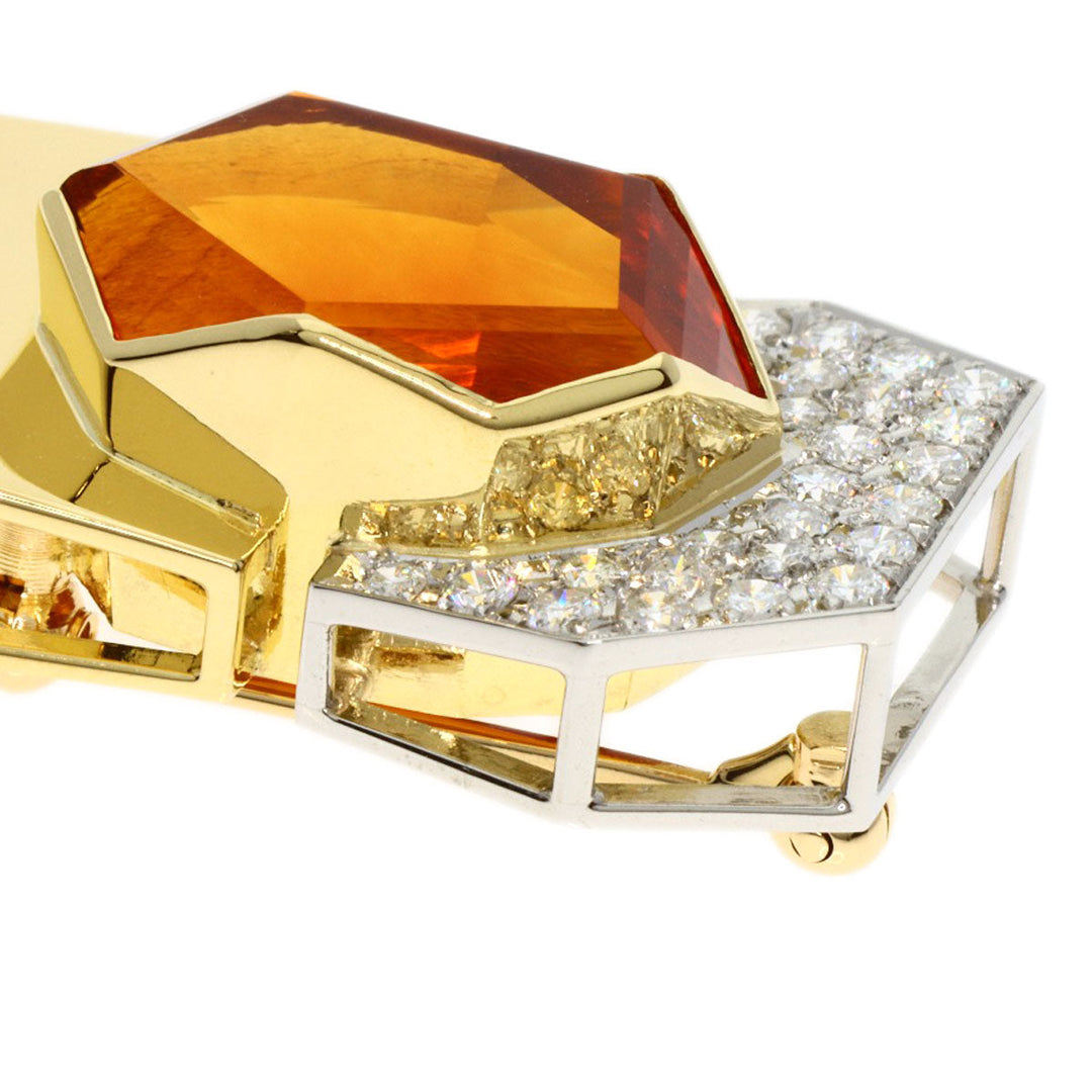 TASAKI Brooch K18YG , PT900 gold Citrine diamond Women Used Authentic