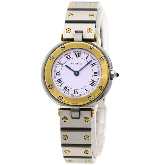 CARTIER Watches Quartz Stainless Steel Silver Santos round white dial