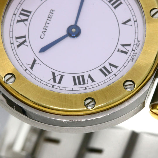 CARTIER Watches Quartz Stainless Steel Silver Santos round white dial