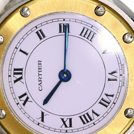CARTIER Watches Quartz Stainless Steel Silver Santos round white dial