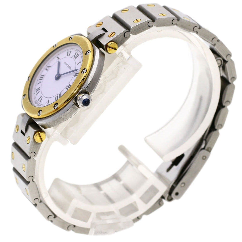 CARTIER Watches Quartz Stainless Steel Silver Santos round white dial
