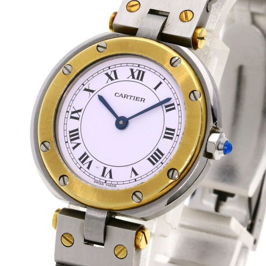 CARTIER Watches Quartz Stainless Steel Silver Santos round white dial