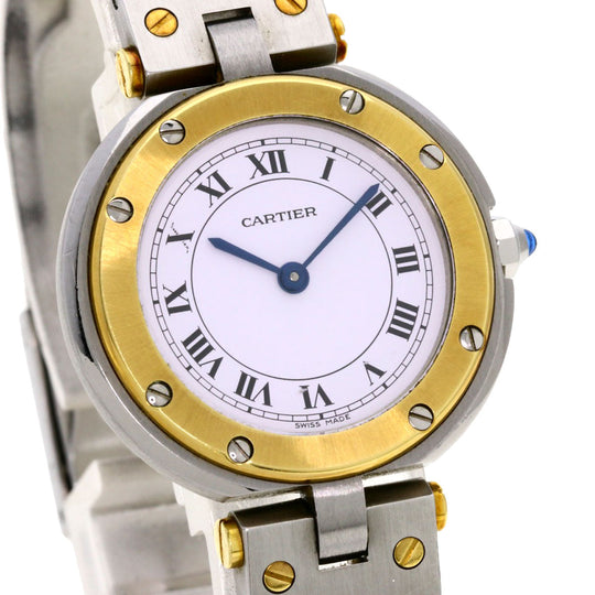 CARTIER Watches Quartz Stainless Steel Silver Santos round white dial
