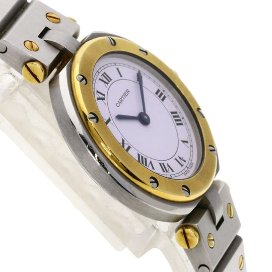 CARTIER Watches Quartz Stainless Steel Silver Santos round white dial