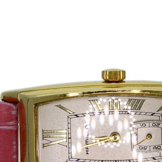 HAMILTON Watches Quartz Gold Plated, Leather gold Small Second 6254 gold dial Women Used Authentic