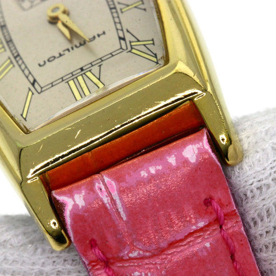 HAMILTON Watches Quartz Gold Plated, Leather gold Small Second 6254 gold dial Women Used Authentic