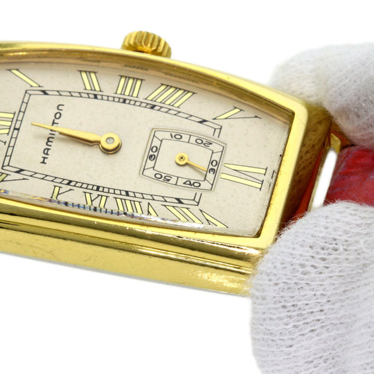 HAMILTON Watches Quartz Gold Plated, Leather gold Small Second 6254 gold dial Women Used Authentic