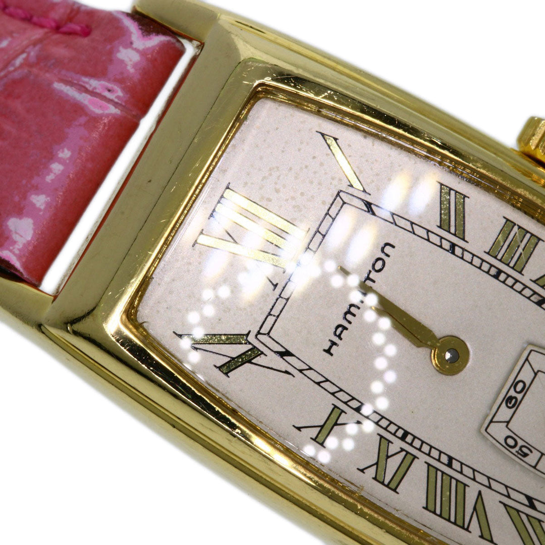 HAMILTON Watches Quartz Gold Plated, Leather gold Small Second 6254 gold dial Women Used Authentic