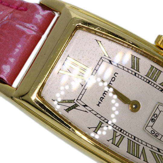 HAMILTON Watches Quartz Gold Plated, Leather gold Small Second 6254 gold dial Women Used Authentic