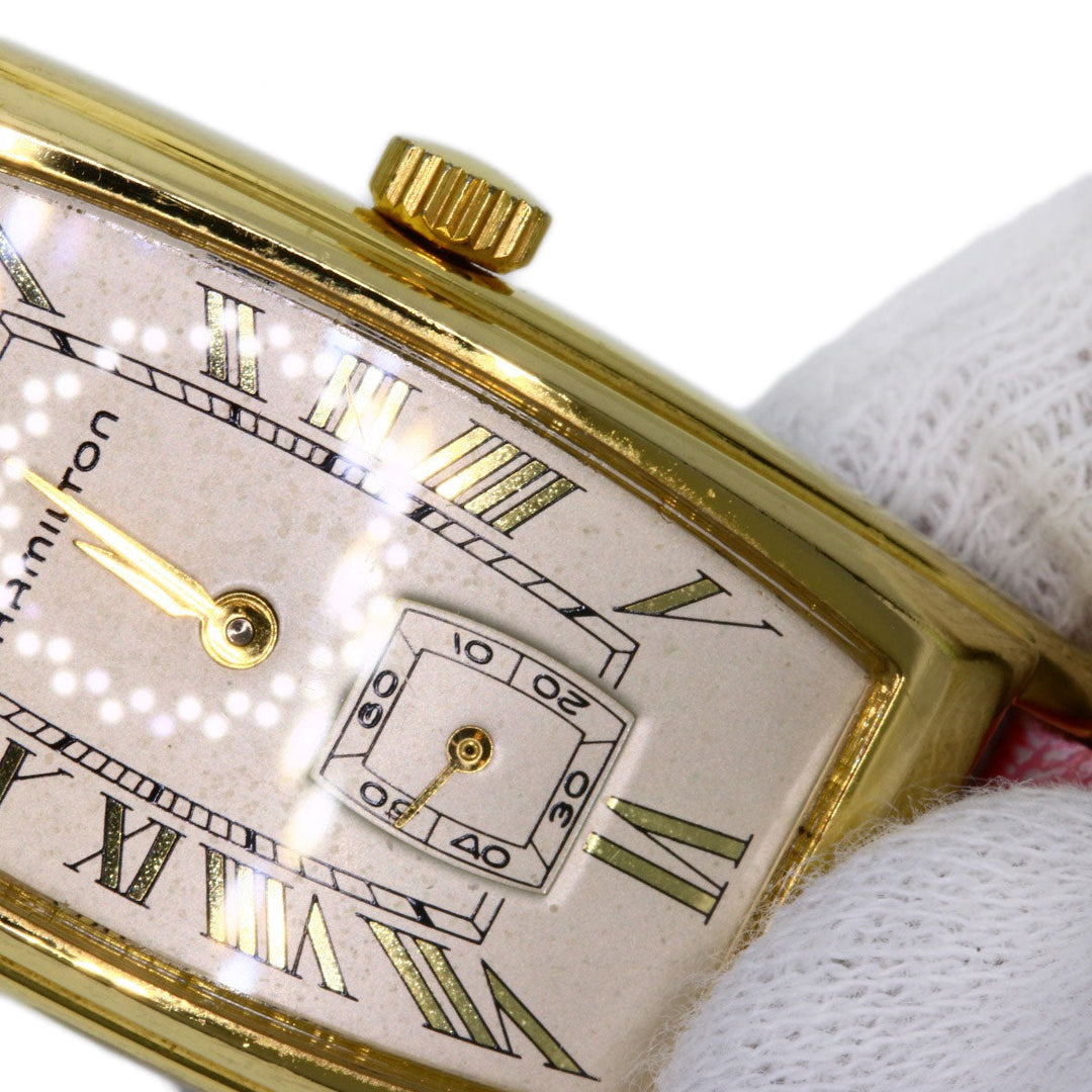 HAMILTON Watches Quartz Gold Plated, Leather gold Small Second 6254 gold dial Women Used Authentic