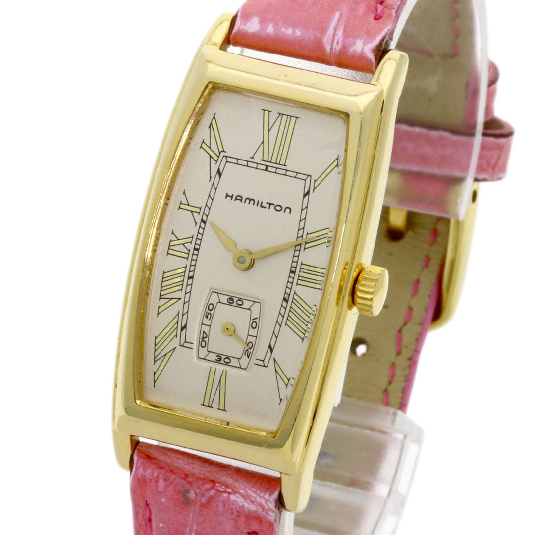 HAMILTON Watches Quartz Gold Plated, Leather gold Small Second 6254 gold dial Women Used Authentic