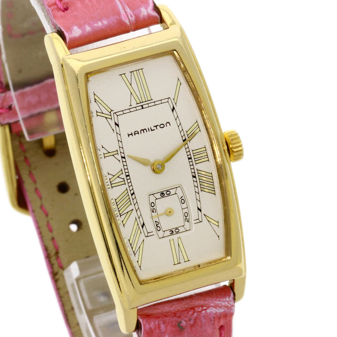 HAMILTON Watches Quartz Gold Plated, Leather gold Small Second 6254 gold dial Women Used Authentic