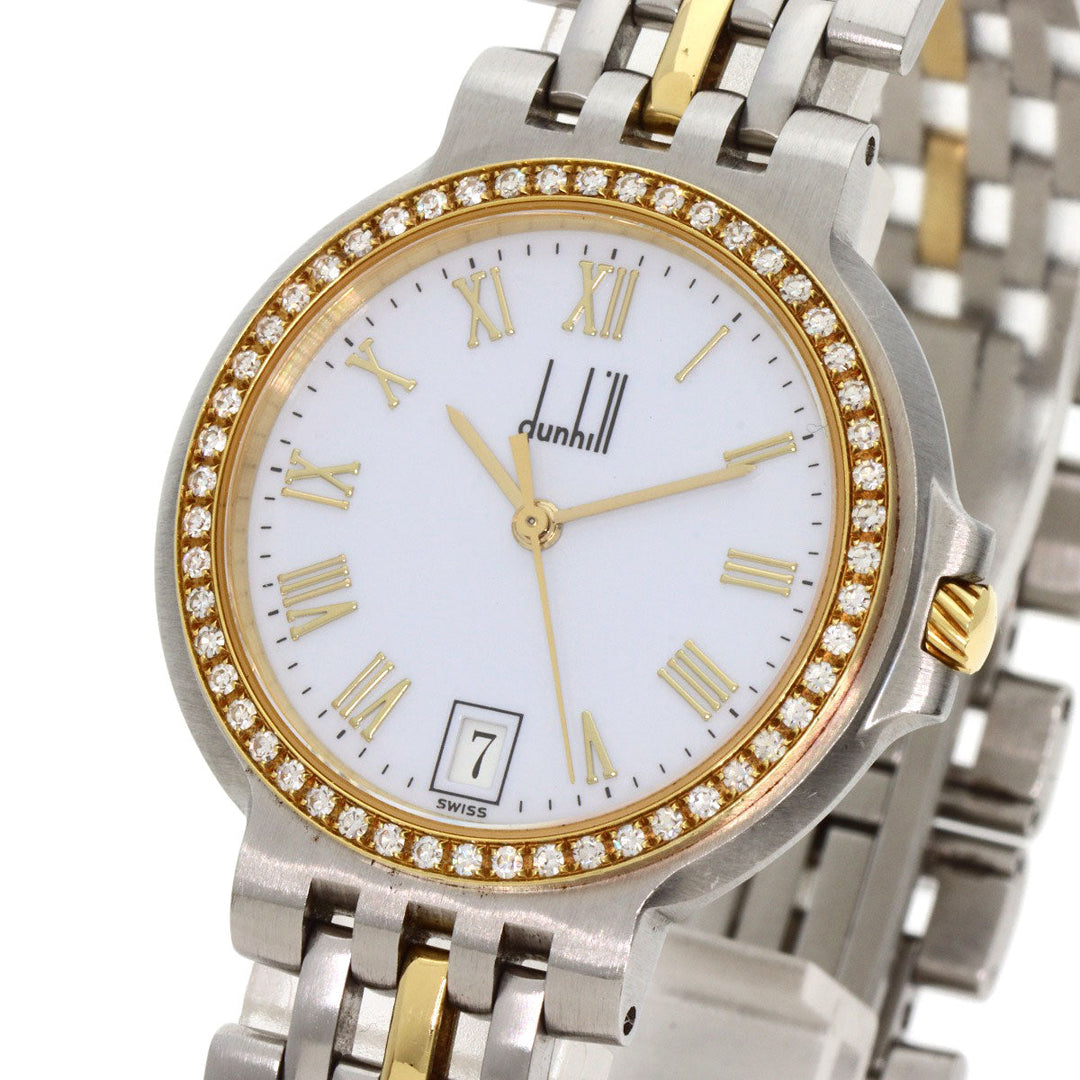 Dunhill Watches Quartz Stainless Steel gold Elite Diamond Bezel white dial