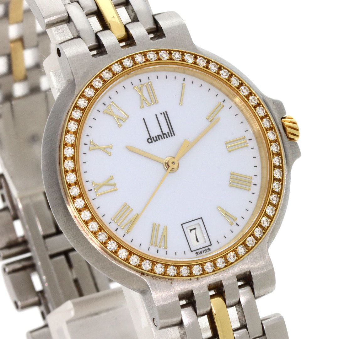 Dunhill Watches Quartz Stainless Steel gold Elite Diamond Bezel white dial