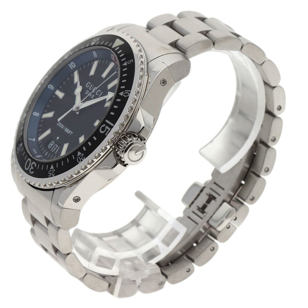 GUCCI Watches Quartz YA136.2 Stainless Steel , Stainless Steel Silver Dive DIVE black dial mens Used Authentic