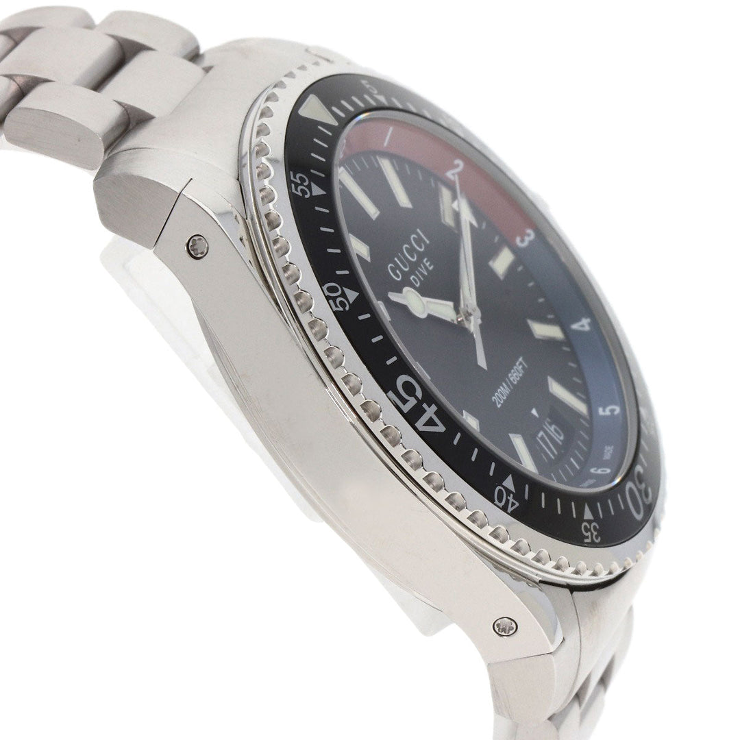 GUCCI Watches Quartz YA136.2 Stainless Steel , Stainless Steel Silver Dive DIVE black dial mens Used Authentic