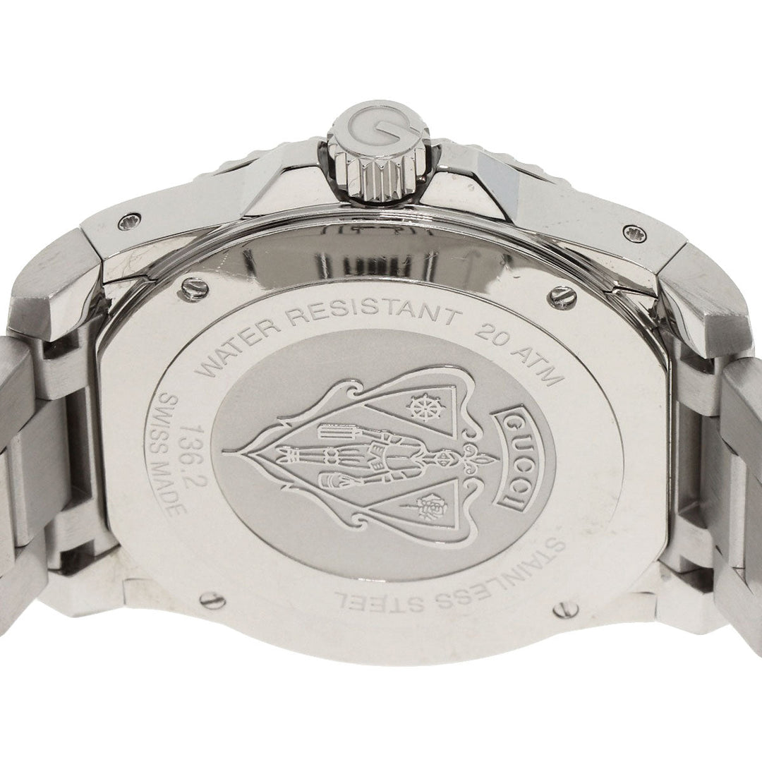 GUCCI Watches Quartz YA136.2 Stainless Steel , Stainless Steel Silver Dive DIVE black dial mens Used Authentic