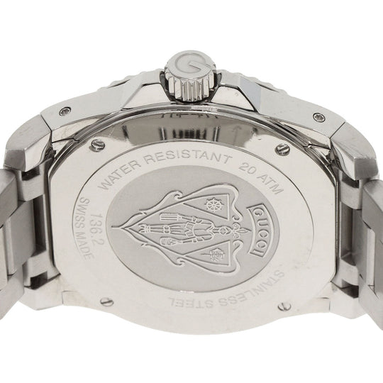 GUCCI Watches Quartz YA136.2 Stainless Steel , Stainless Steel Silver Dive DIVE black dial mens Used Authentic