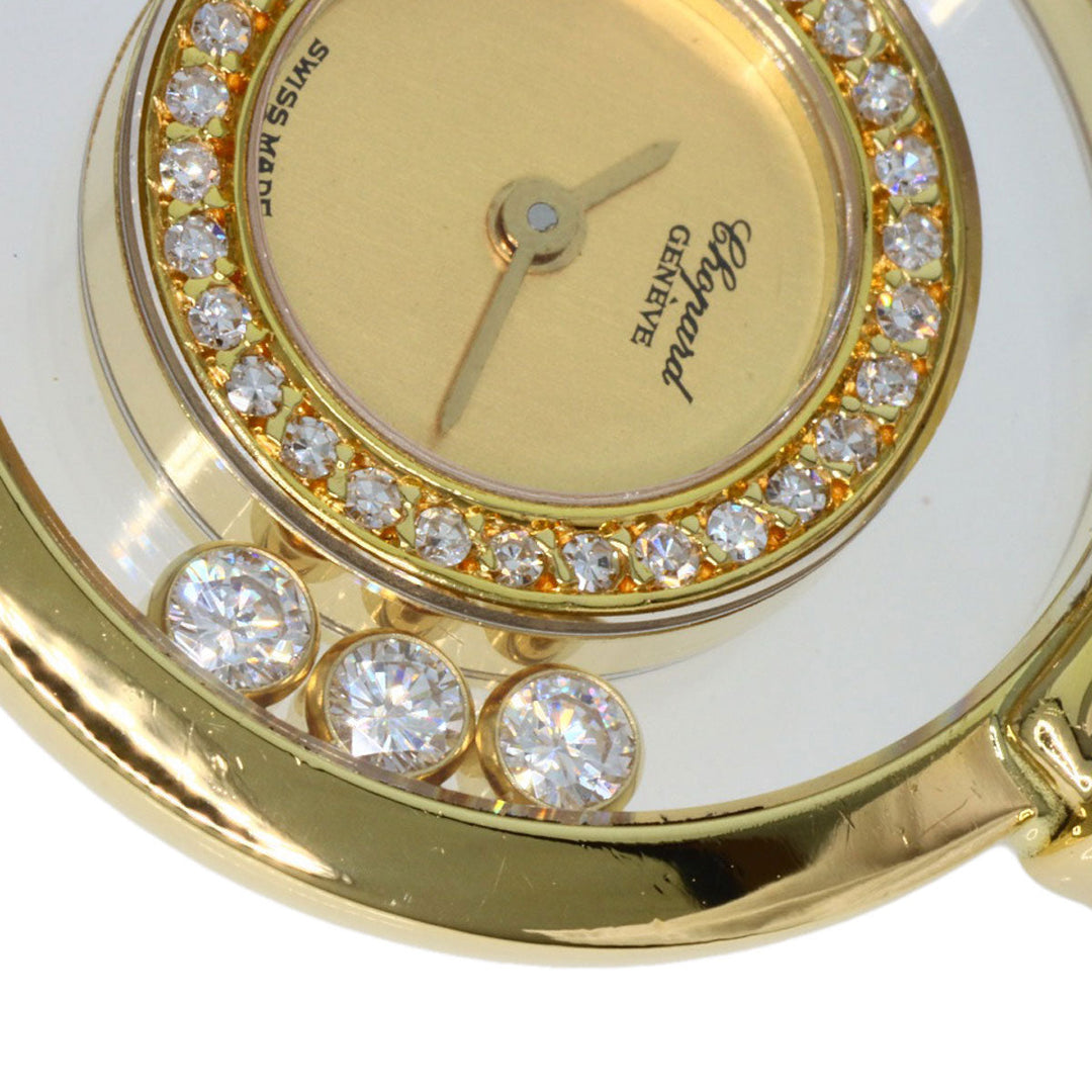 Chopard Watches Quartz 20/5334 K18YG, leather gold Happy Diamond Ribbon Manufacturer Complete gold dial Women Used Authentic