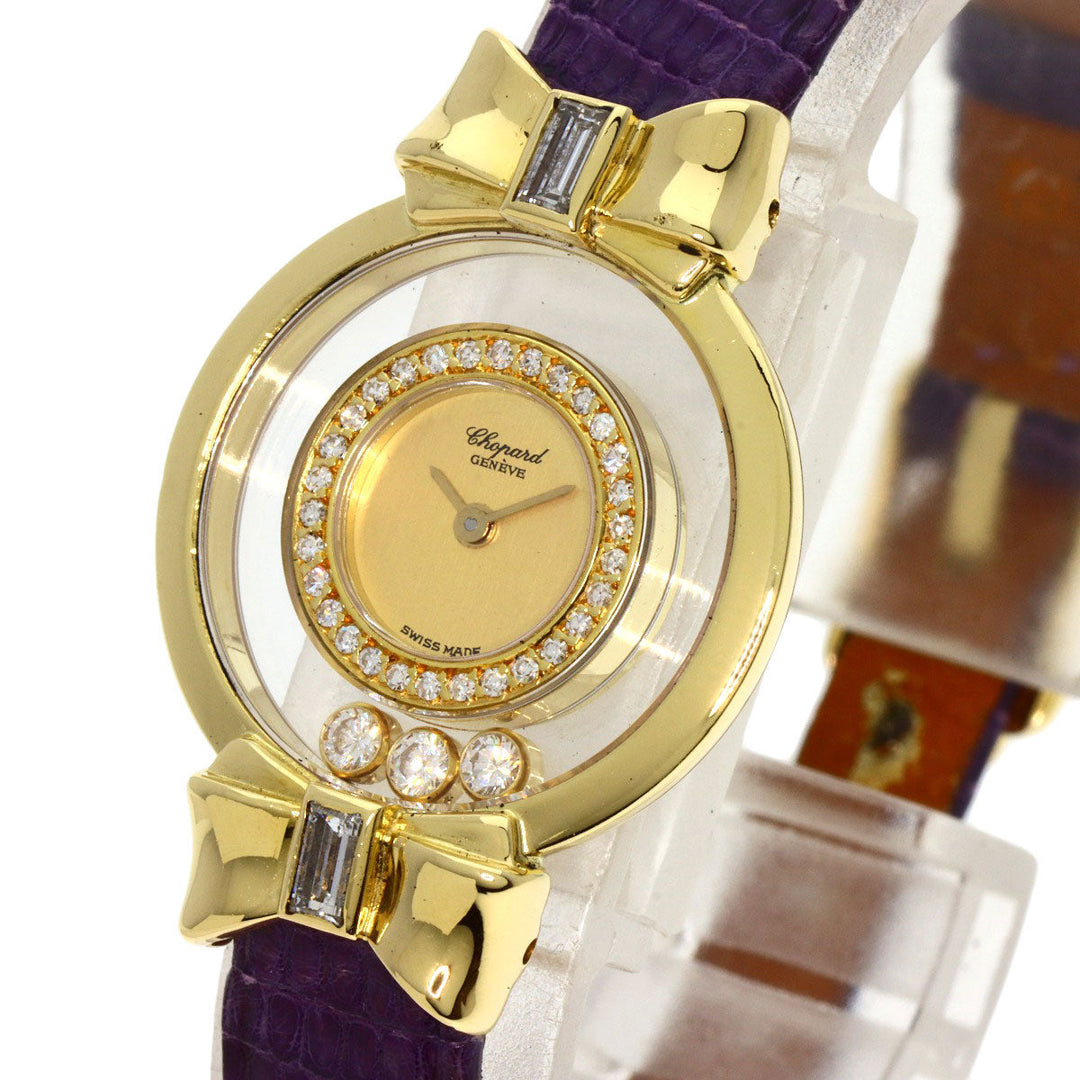 Chopard Watches Quartz 20/5334 K18YG, leather gold Happy Diamond Ribbon Manufacturer Complete gold dial Women Used Authentic