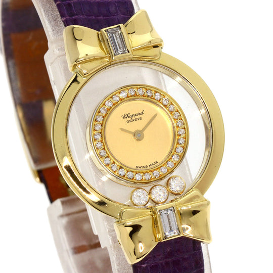 Chopard Watches Quartz 20/5334 K18YG, leather gold Happy Diamond Ribbon Manufacturer Complete gold dial Women Used Authentic