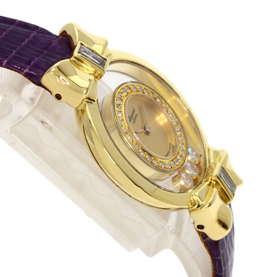 Chopard Watches Quartz 20/5334 K18YG, leather gold Happy Diamond Ribbon Manufacturer Complete gold dial Women Used Authentic