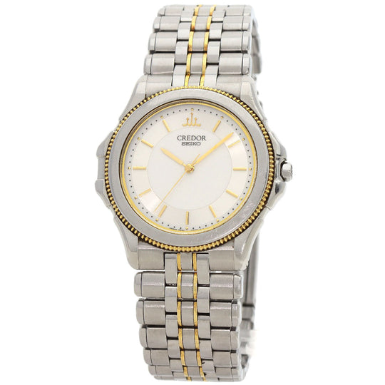 SEIKO Watches Quartz 9581-6040 Stainless Steel , SSxK18YG Silver CREDOR Pacificique Silver dial mens Used Authentic