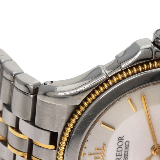 SEIKO Watches Quartz 9581-6040 Stainless Steel , SSxK18YG Silver CREDOR Pacificique Silver dial mens Used Authentic