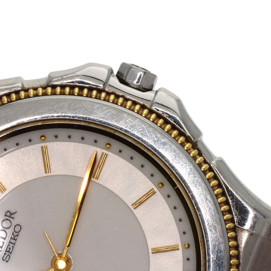 SEIKO Watches Quartz 9581-6040 Stainless Steel , SSxK18YG Silver CREDOR Pacificique Silver dial mens Used Authentic