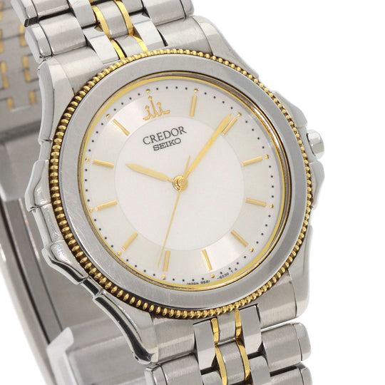 SEIKO Watches Quartz 9581-6040 Stainless Steel , SSxK18YG Silver CREDOR Pacificique Silver dial mens Used Authentic