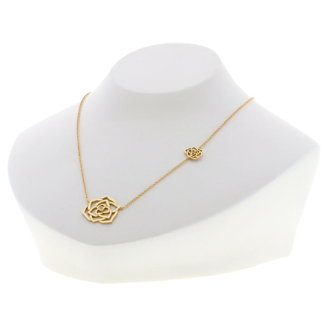 PIAGET Necklace 18K Pink Gold Silver Rose diamond Women Used Authentic