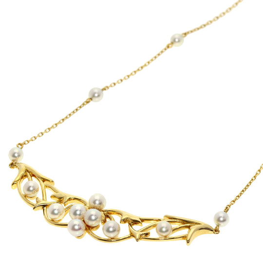 MIKIMOTO Necklace 18K Yellow Gold gold Leaf motif baby pearl Pearl Women Used Authentic