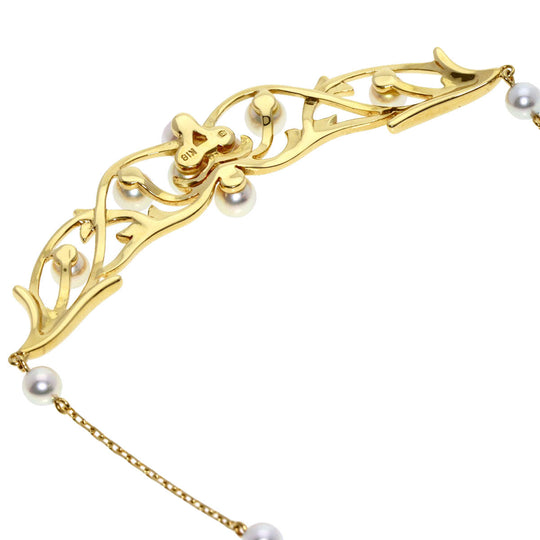 MIKIMOTO Necklace 18K Yellow Gold gold Leaf motif baby pearl Pearl Women Used Authentic