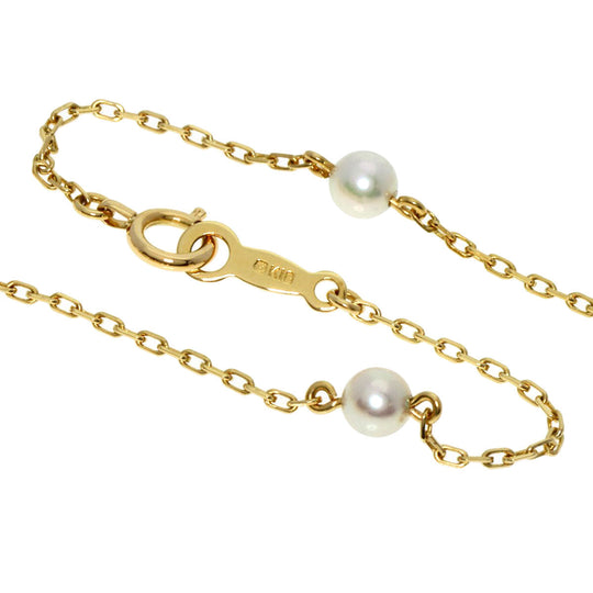MIKIMOTO Necklace 18K Yellow Gold gold Leaf motif baby pearl Pearl Women Used Authentic